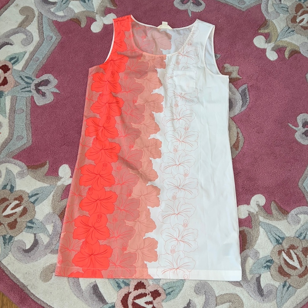 Tommy Hilfiger white and orange tropical floral sleeveless mini dress